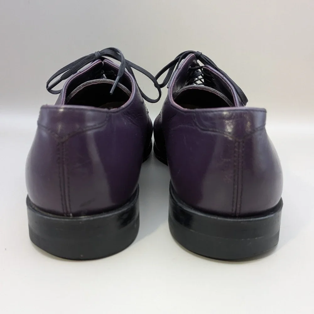 VTG Stacy Adams Madison Purple Lace Up Leather Oxfords Faux Lizard Mens 9.5 D